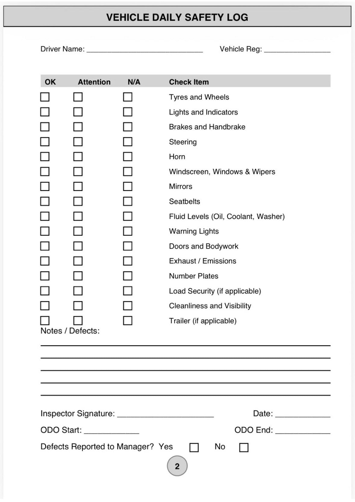 A5 Car Daily Safety Check Log Book 3 Month (90 Pages)