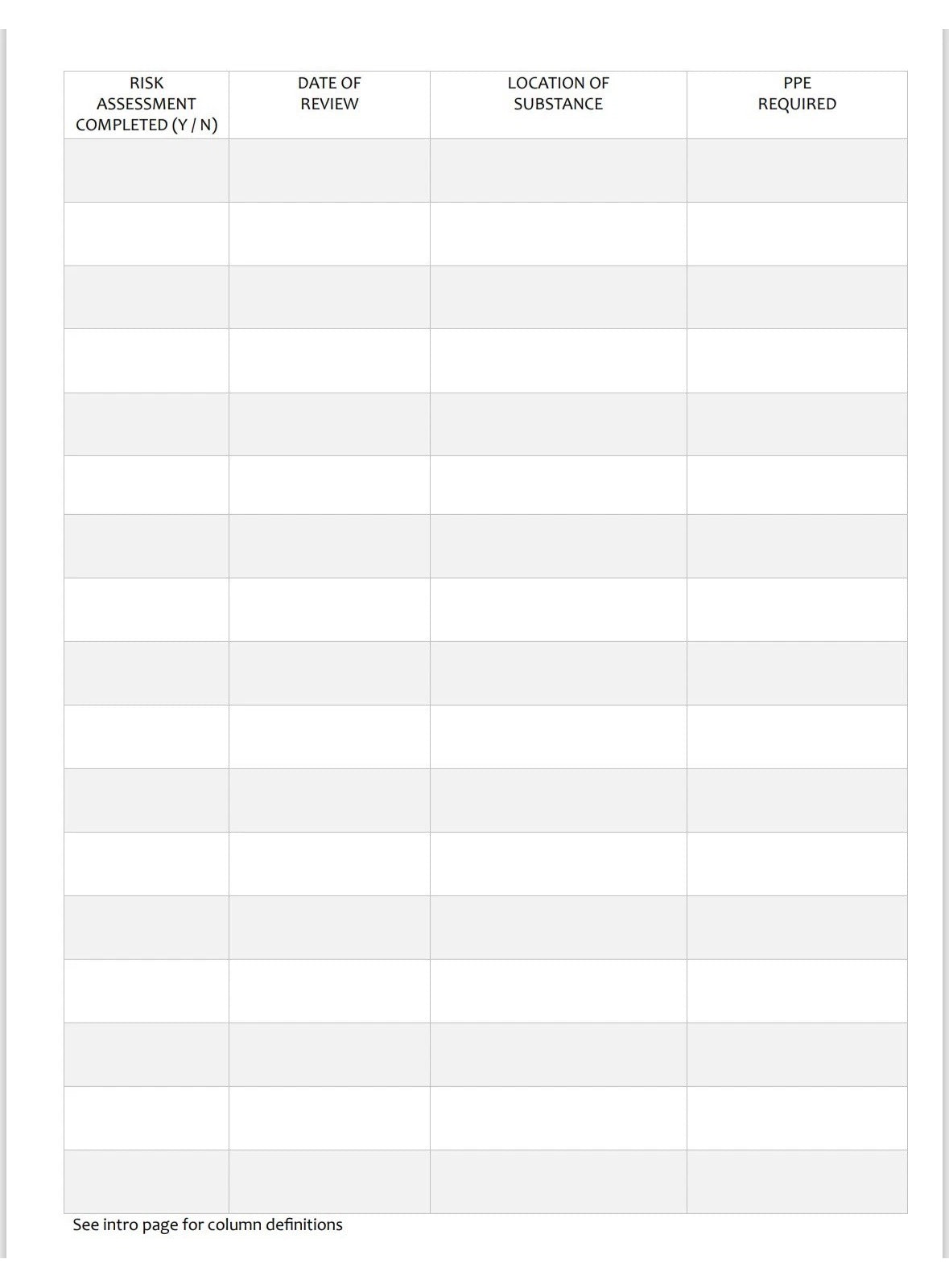 COSHH Logbook A4 100 Pages