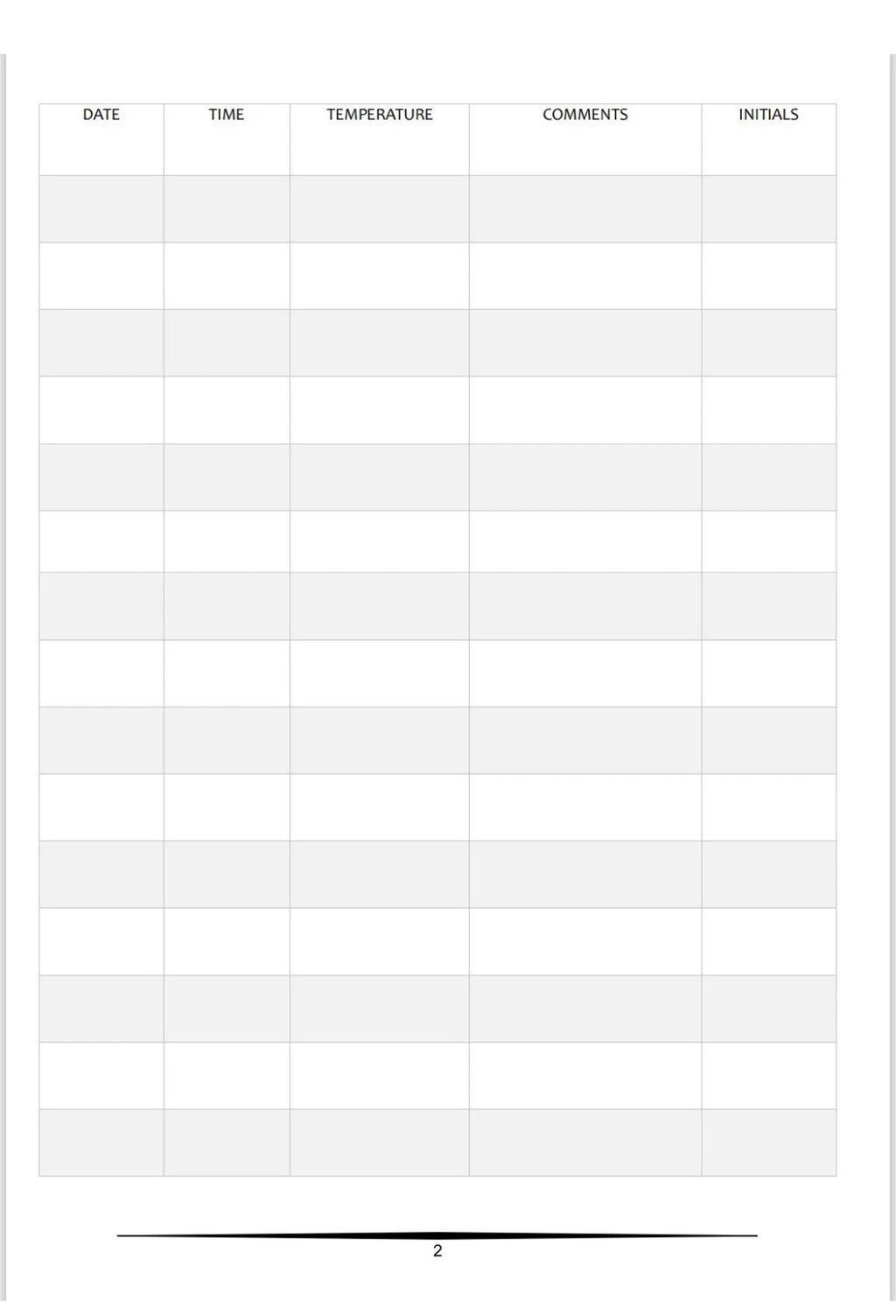 Temperature Record Log Book – A4 Wire Bound, Simple Log Layout