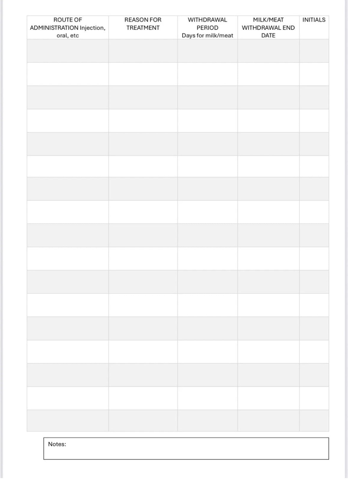 Dairy Cattle Antibiotic Record Book  A4 100 Pages