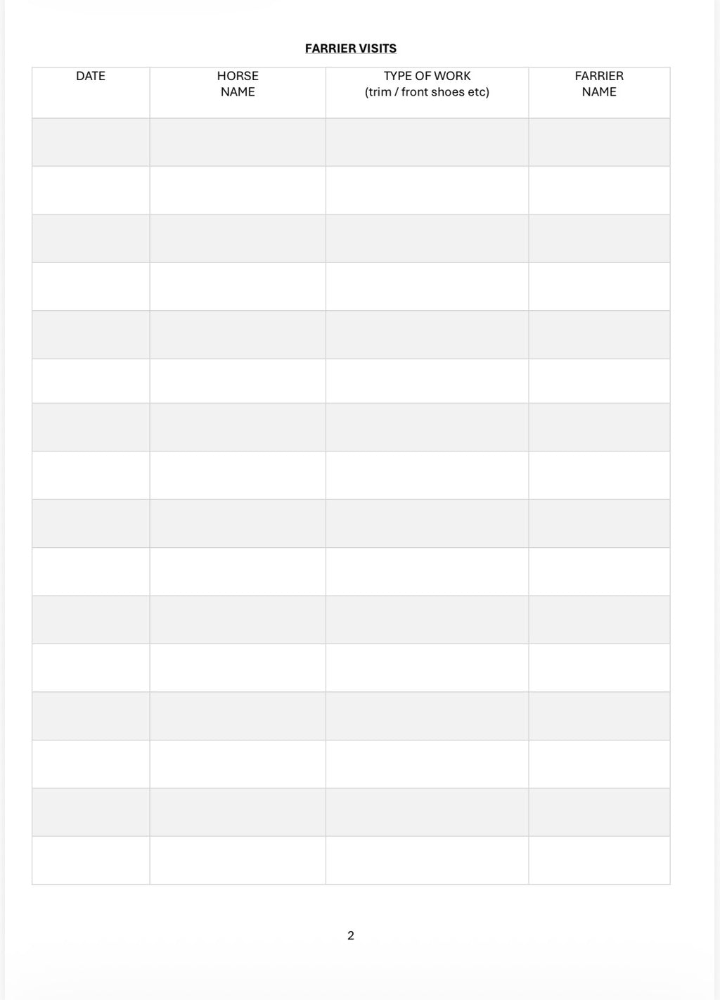 Farrier & Dentist Logbook - A4 100 Pages