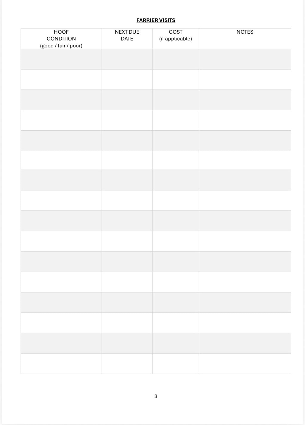 Farrier & Dentist Logbook - A4 100 Pages