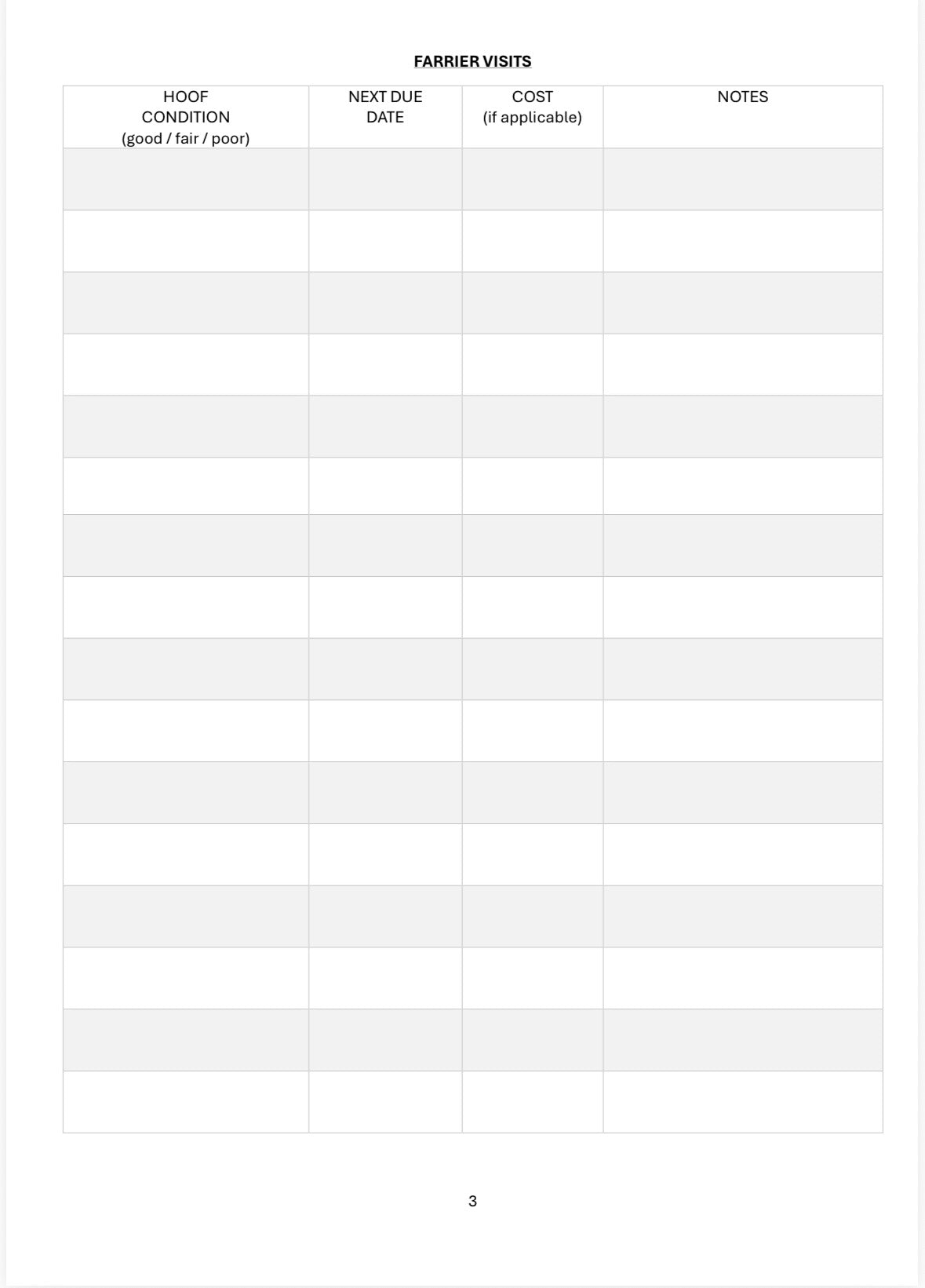 Farrier & Dentist Logbook - A4 100 Pages